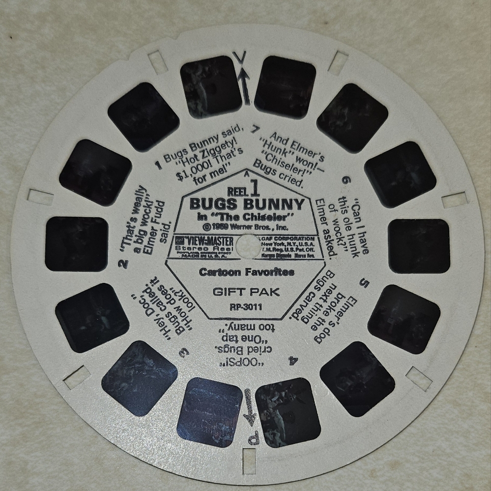 View Master Stereo Reel 1 Bugs Bunny In "The Chiseier" Vintage